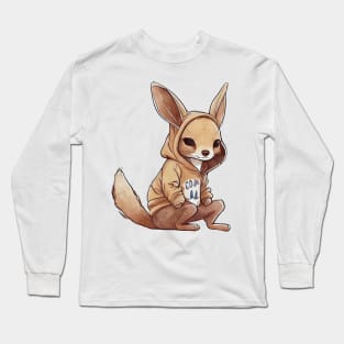 Cartoon Kangaroo Wearing Hoodie Long Sleeve T-Shirt